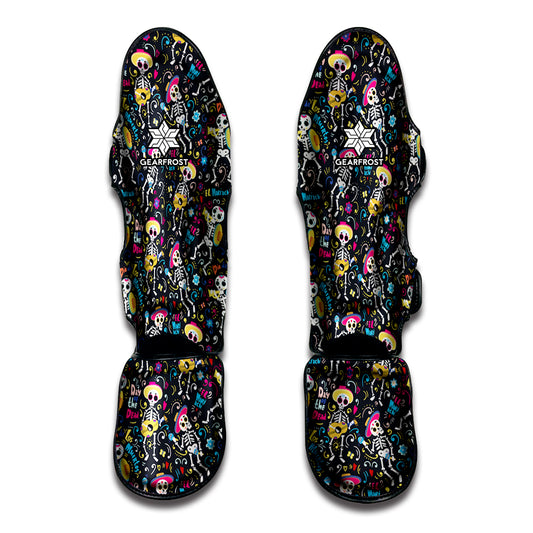 Day Of The Dead Mariachi Skeletons Print Muay Thai Shin Guard