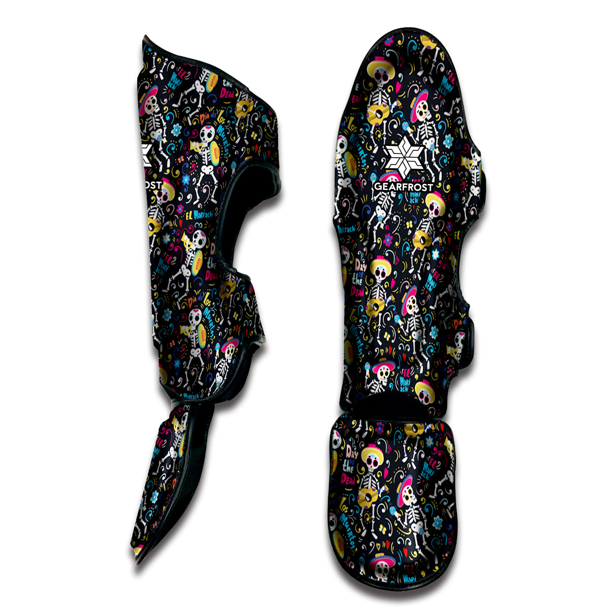 Day Of The Dead Mariachi Skeletons Print Muay Thai Shin Guard