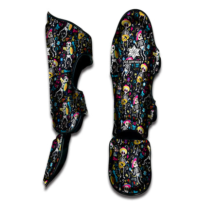 Day Of The Dead Mariachi Skeletons Print Muay Thai Shin Guard