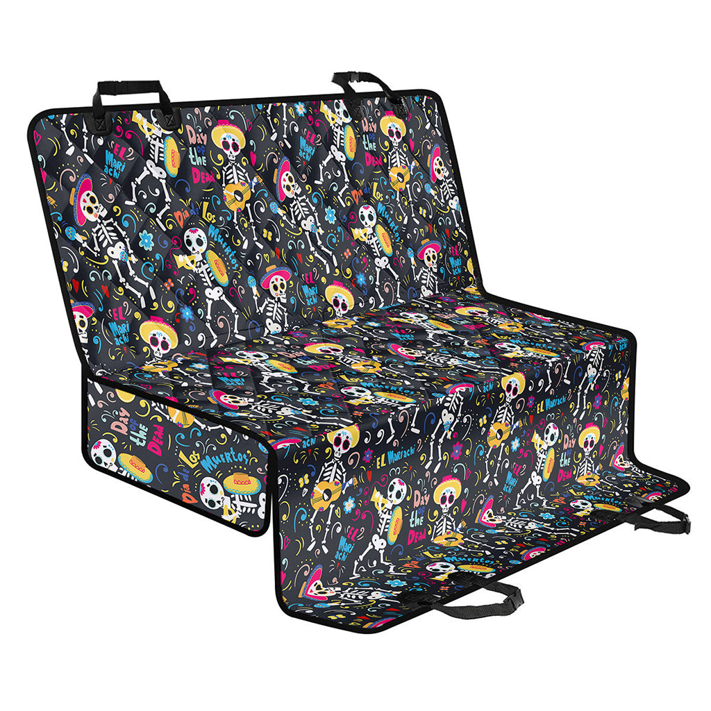 Day Of The Dead Mariachi Skeletons Print Pet Car Back Seat Cover