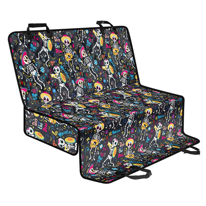Day Of The Dead Mariachi Skeletons Print Pet Car Back Seat Cover