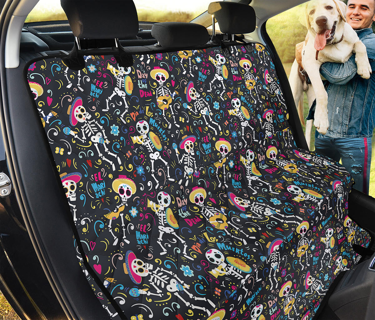 Day Of The Dead Mariachi Skeletons Print Pet Car Back Seat Cover