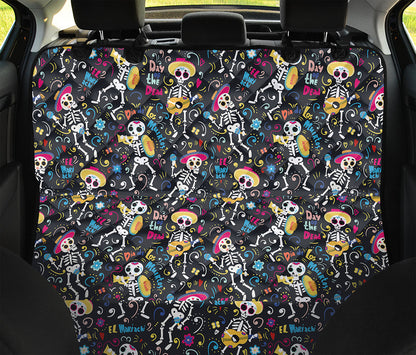 Day Of The Dead Mariachi Skeletons Print Pet Car Back Seat Cover