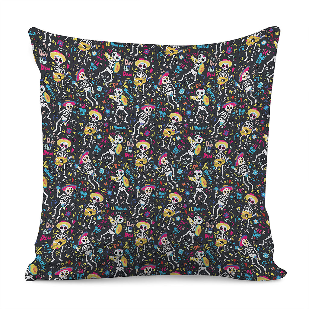 Day Of The Dead Mariachi Skeletons Print Pillow Cover