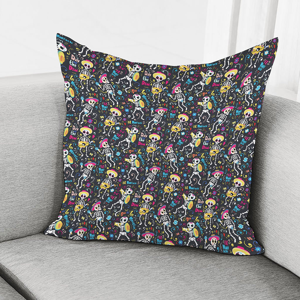 Day Of The Dead Mariachi Skeletons Print Pillow Cover