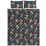 Day Of The Dead Mariachi Skeletons Print Quilt Bed Set