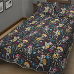 Day Of The Dead Mariachi Skeletons Print Quilt Bed Set