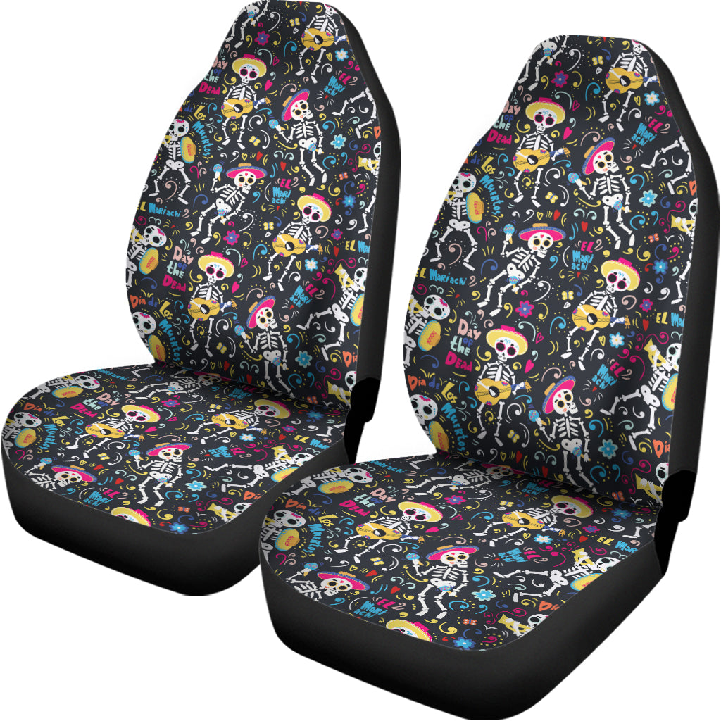 Day Of The Dead Mariachi Skeletons Print Universal Fit Car Seat Covers