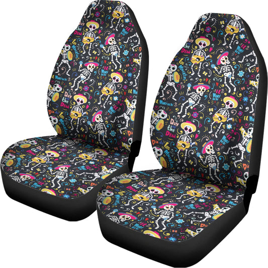 Day Of The Dead Mariachi Skeletons Print Universal Fit Car Seat Covers