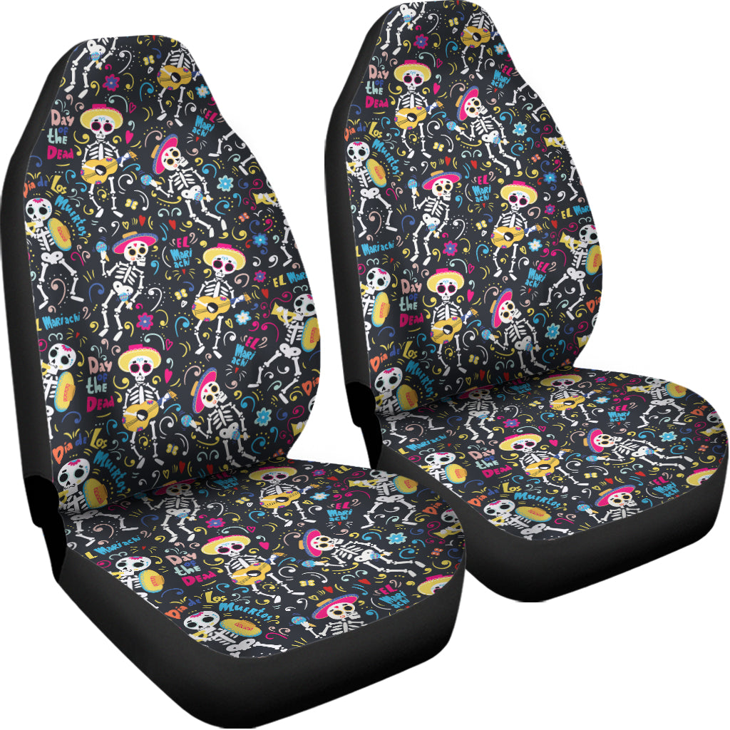 Day Of The Dead Mariachi Skeletons Print Universal Fit Car Seat Covers