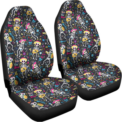 Day Of The Dead Mariachi Skeletons Print Universal Fit Car Seat Covers