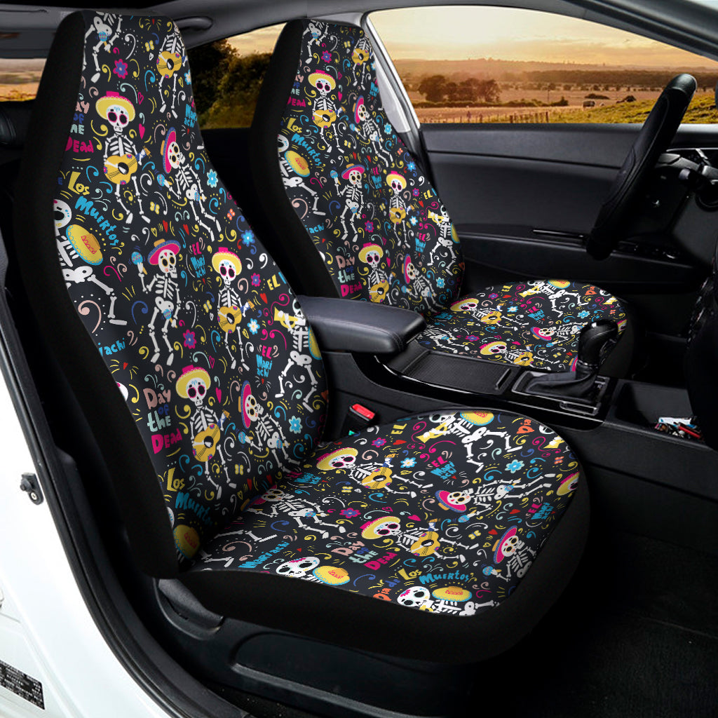 Day Of The Dead Mariachi Skeletons Print Universal Fit Car Seat Covers