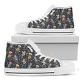 Day Of The Dead Mariachi Skeletons Print White High Top Sneakers