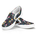 Day Of The Dead Mariachi Skeletons Print White Slip On Sneakers