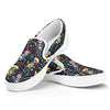 Day Of The Dead Mariachi Skeletons Print White Slip On Shoes