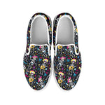Day Of The Dead Mariachi Skeletons Print White Slip On Shoes