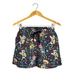 Day Of The Dead Mariachi Skeletons Print Women's Shorts