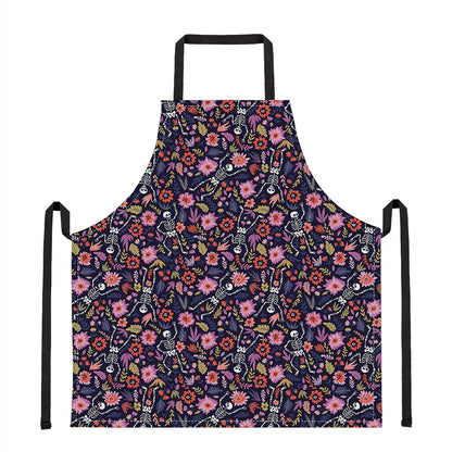 Day Of The Dead Skeleton Pattern Print Apron