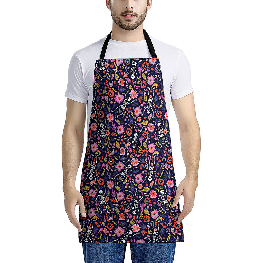 Day Of The Dead Skeleton Pattern Print Apron