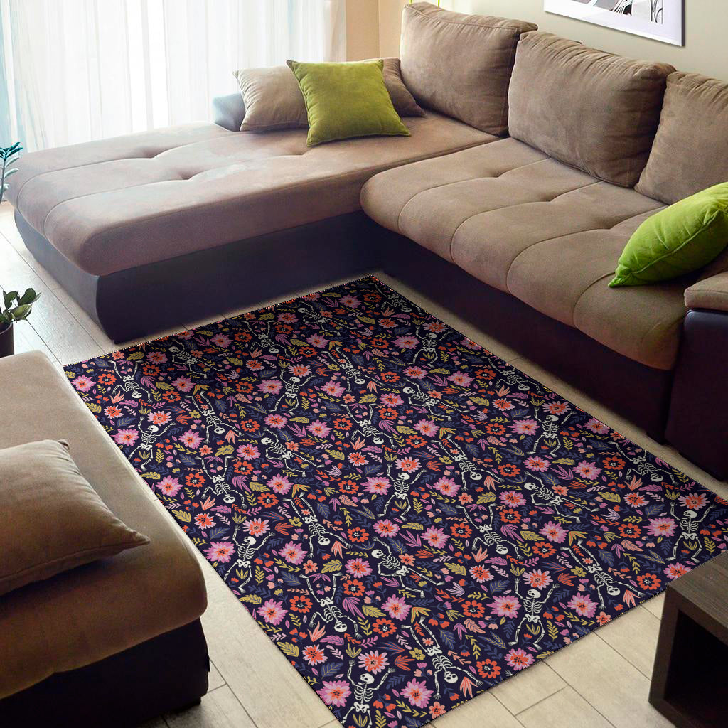 Day Of The Dead Skeleton Pattern Print Area Rug