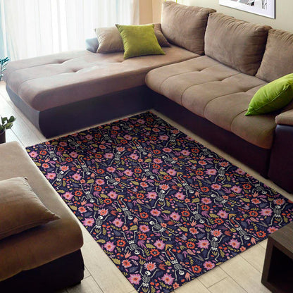 Day Of The Dead Skeleton Pattern Print Area Rug