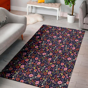 Day Of The Dead Skeleton Pattern Print Area Rug