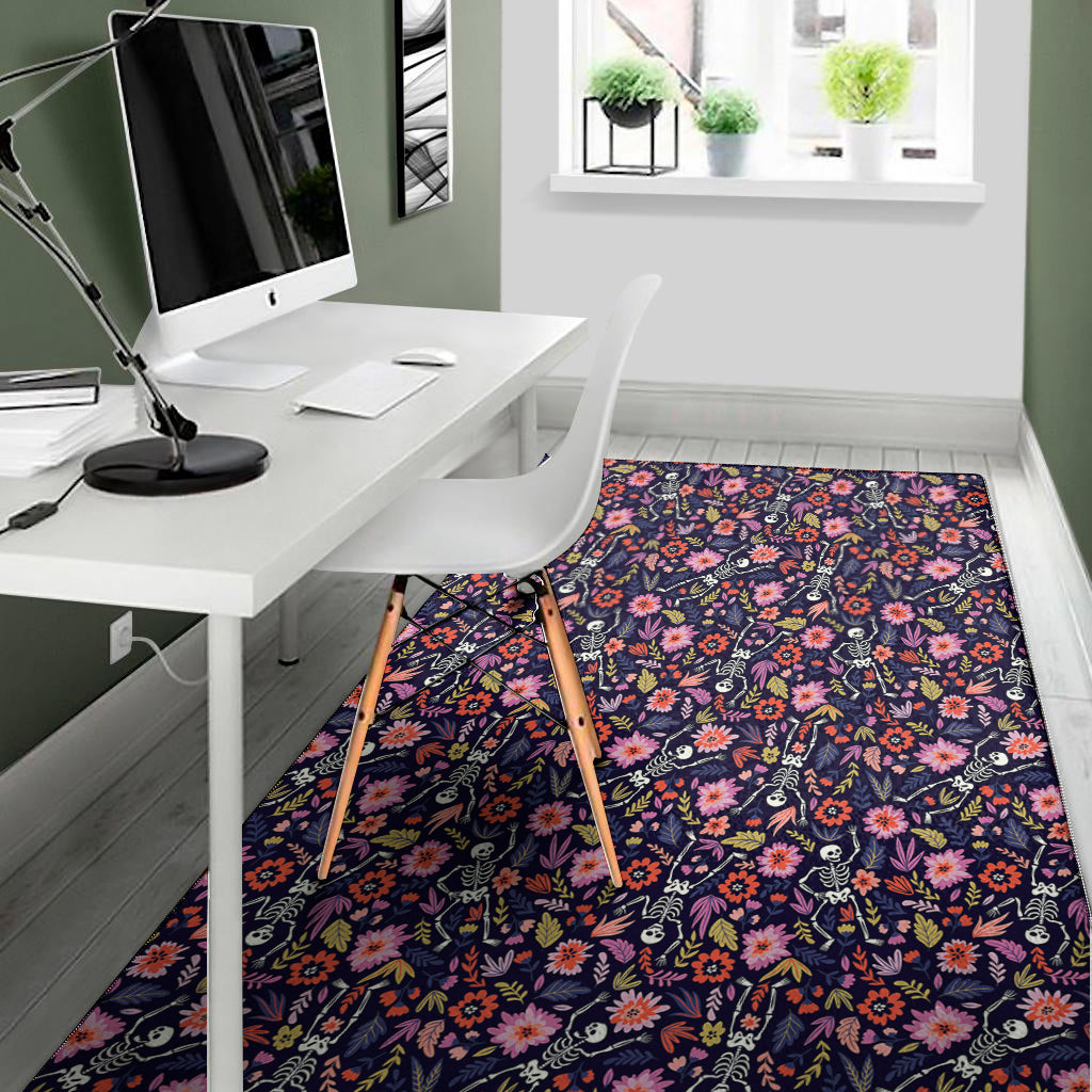 Day Of The Dead Skeleton Pattern Print Area Rug