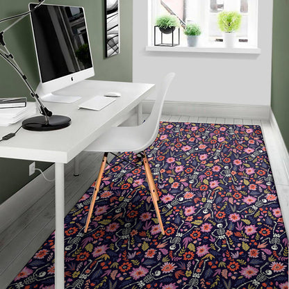 Day Of The Dead Skeleton Pattern Print Area Rug