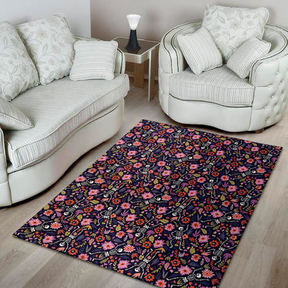 Day Of The Dead Skeleton Pattern Print Area Rug