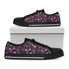Day Of The Dead Skeleton Pattern Print Black Low Top Shoes