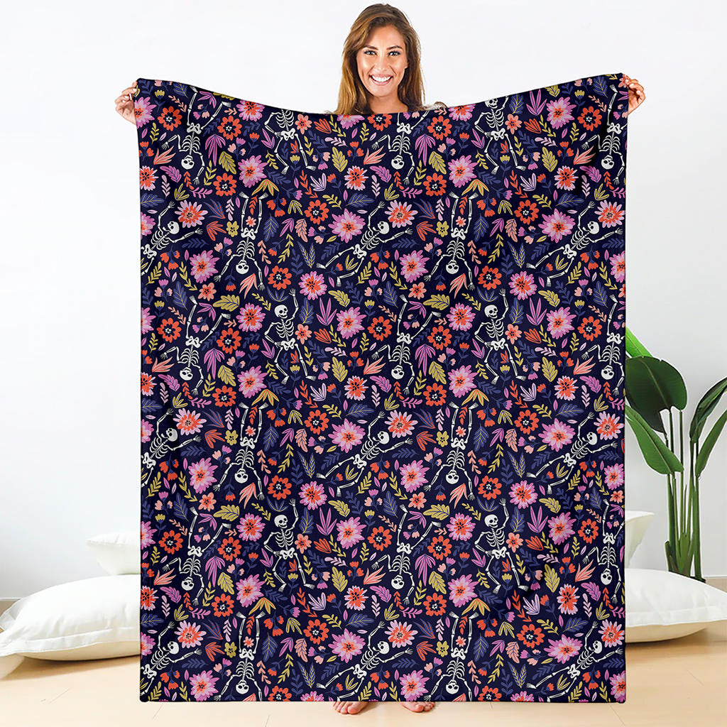 Day Of The Dead Skeleton Pattern Print Blanket