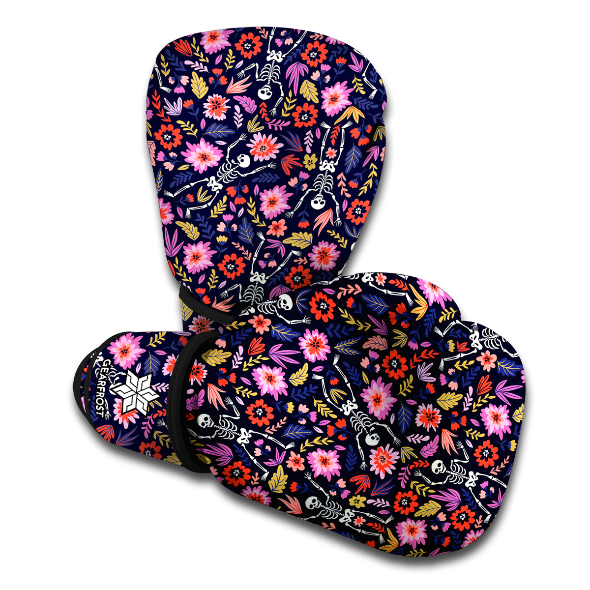 Day Of The Dead Skeleton Pattern Print Boxing Gloves