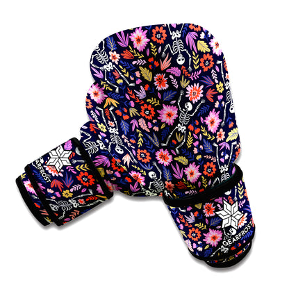 Day Of The Dead Skeleton Pattern Print Boxing Gloves