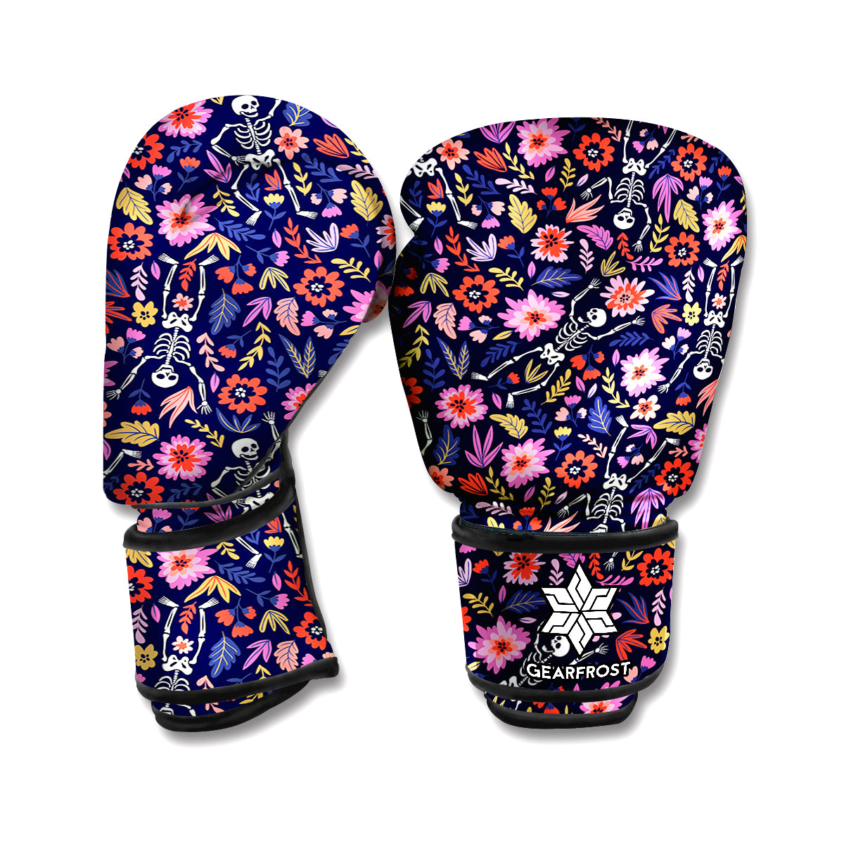 Day Of The Dead Skeleton Pattern Print Boxing Gloves