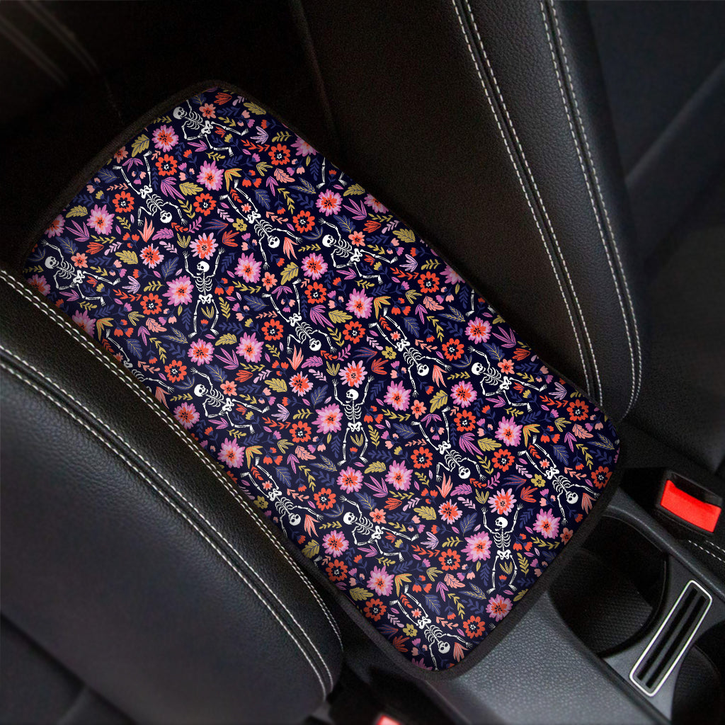 Day Of The Dead Skeleton Pattern Print Car Center Console Cover