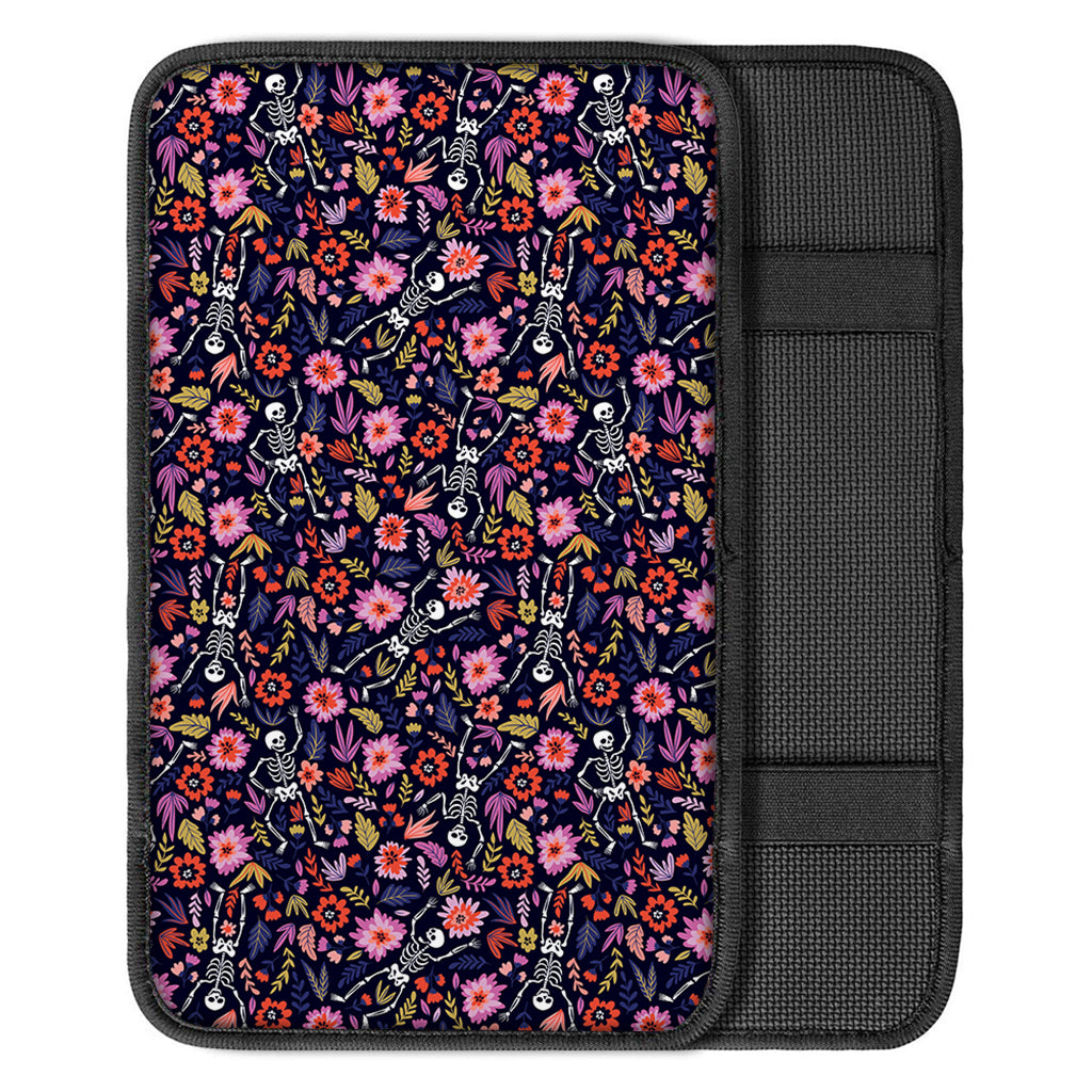 Day Of The Dead Skeleton Pattern Print Car Center Console Cover