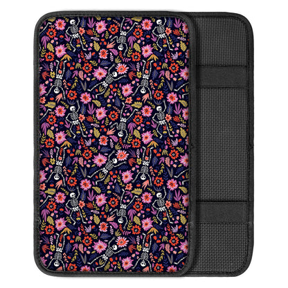 Day Of The Dead Skeleton Pattern Print Car Center Console Cover