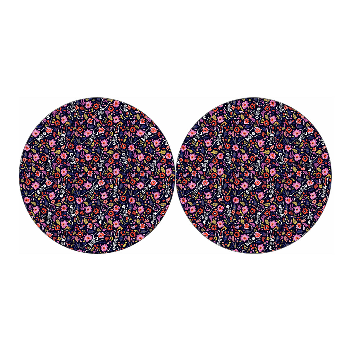 Day Of The Dead Skeleton Pattern Print Car Coasters
