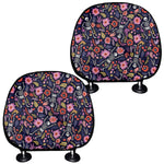 Day Of The Dead Skeleton Pattern Print Car Headrest Covers