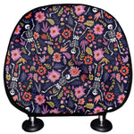 Day Of The Dead Skeleton Pattern Print Car Headrest Covers