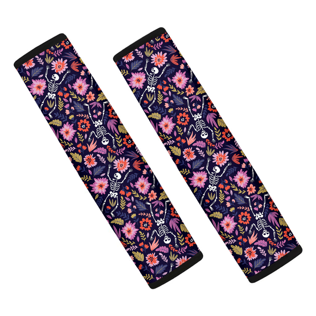 Day Of The Dead Skeleton Pattern Print Car Seat Belt Covers