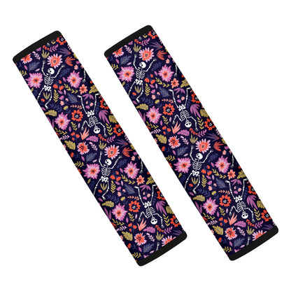 Day Of The Dead Skeleton Pattern Print Car Seat Belt Covers