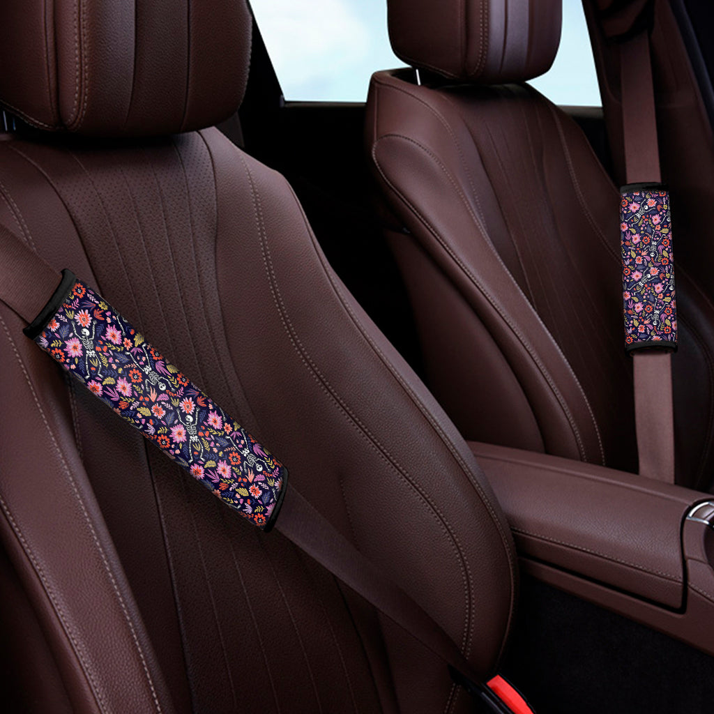 Day Of The Dead Skeleton Pattern Print Car Seat Belt Covers