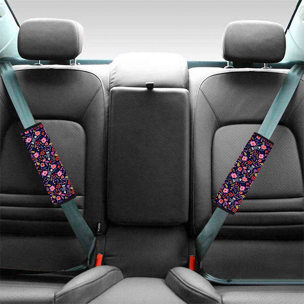 Day Of The Dead Skeleton Pattern Print Car Seat Belt Covers