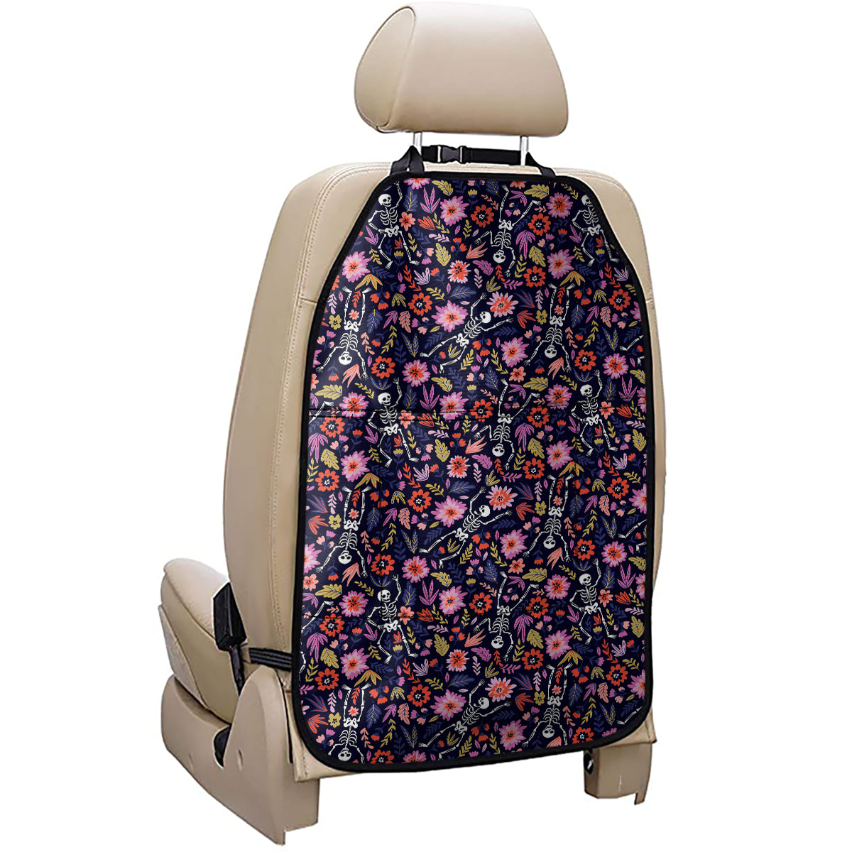 Day Of The Dead Skeleton Pattern Print Car Seat Organizers