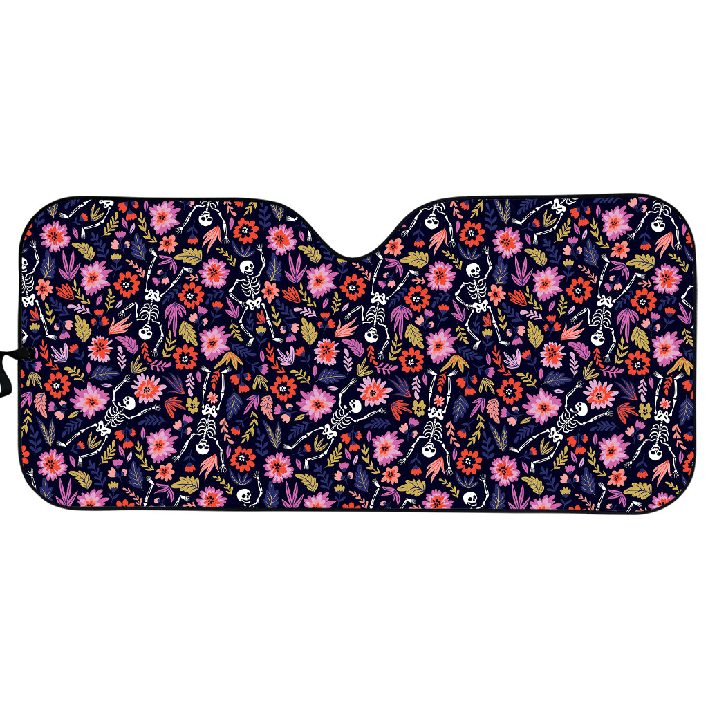 Day Of The Dead Skeleton Pattern Print Car Sun Shade
