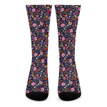 Day Of The Dead Skeleton Pattern Print Crew Socks