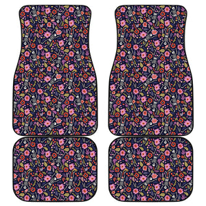 Day Of The Dead Skeleton Pattern Print Front and Back Car Floor Mats