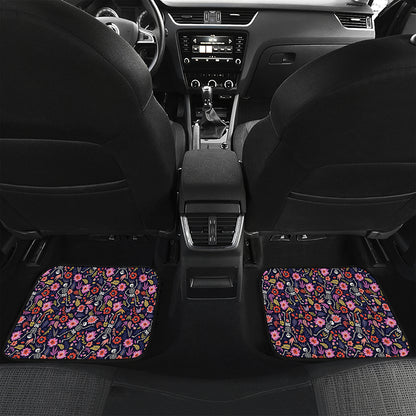 Day Of The Dead Skeleton Pattern Print Front and Back Car Floor Mats