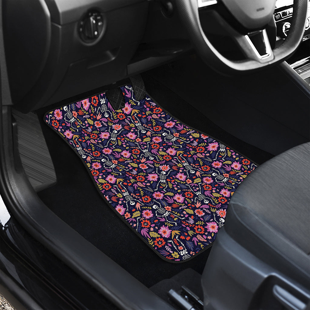 Day Of The Dead Skeleton Pattern Print Front and Back Car Floor Mats